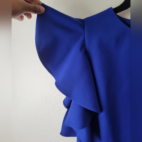 Julia Jordan Blue Cocktail Formal Sleeveless Sheath Ruffle Dress. Size 4. - Picture 6 of 7